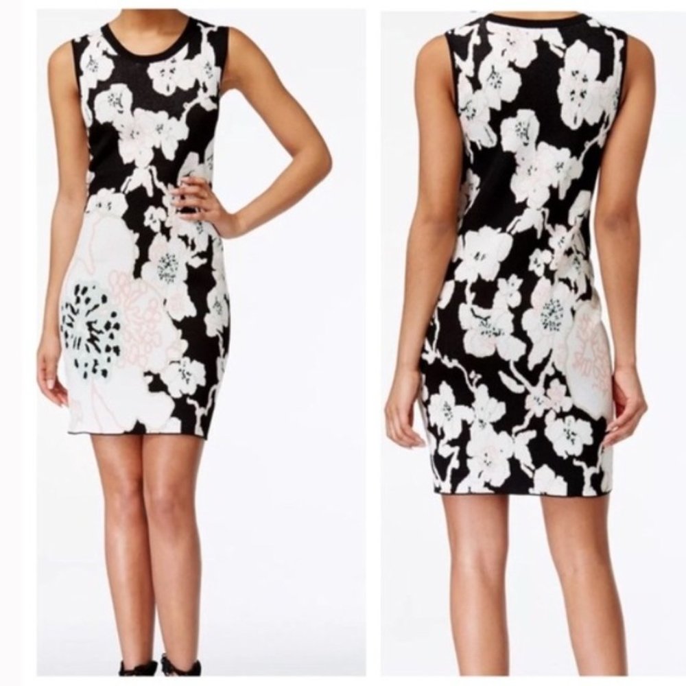 Rachel Roy Black Floral Knit Dress